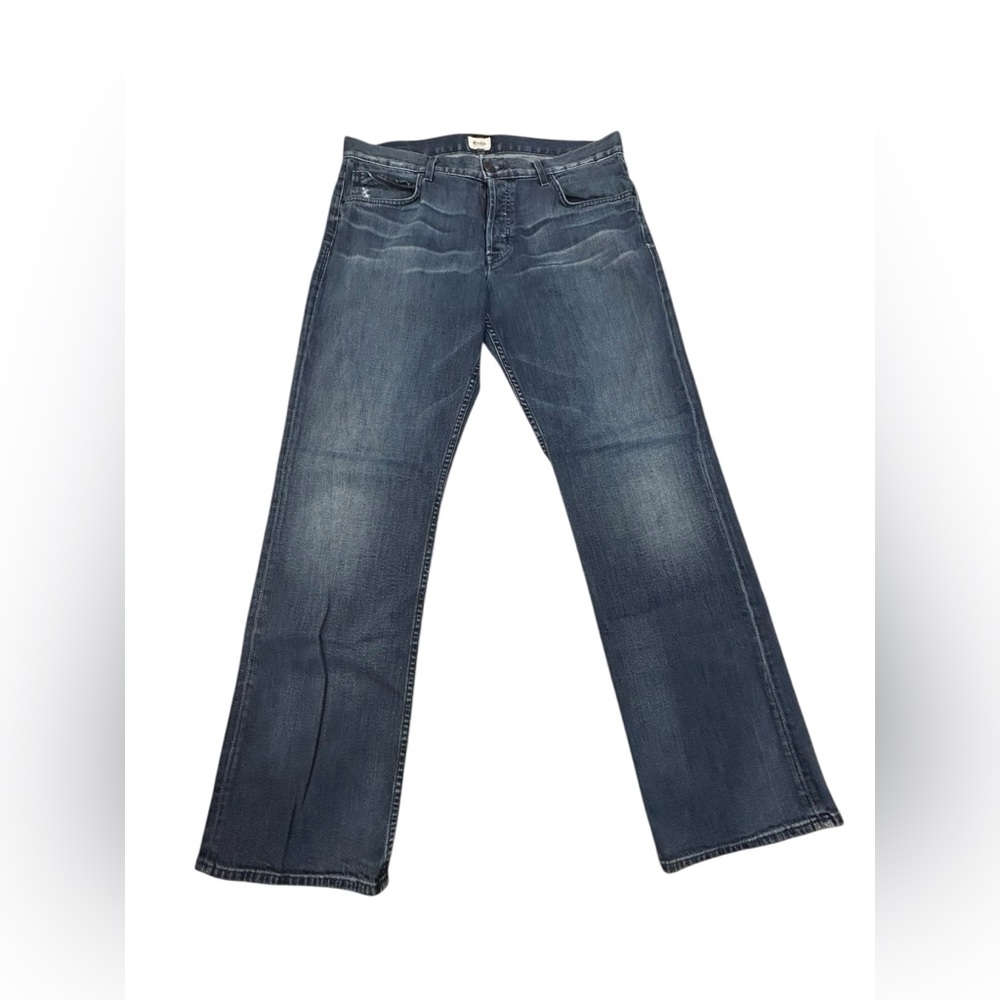 Hudson Men’s Relaxed Fit Jeans 36x32 Leather Patch Point Pocket Button‎ Fly